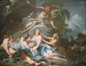 Mercurio confiando el infante Baco a las ninfas de Nisa de François Boucher